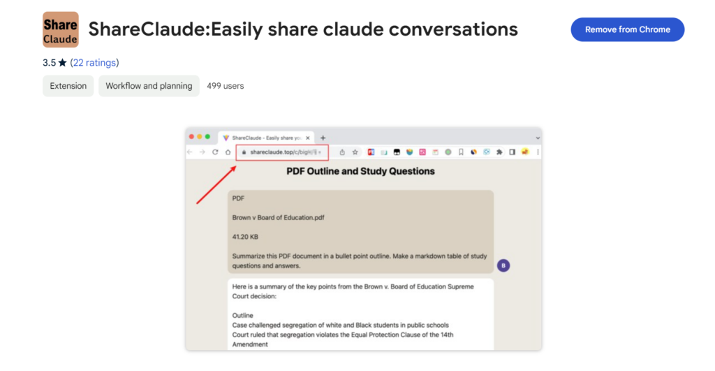 Share Claude Chrome extension