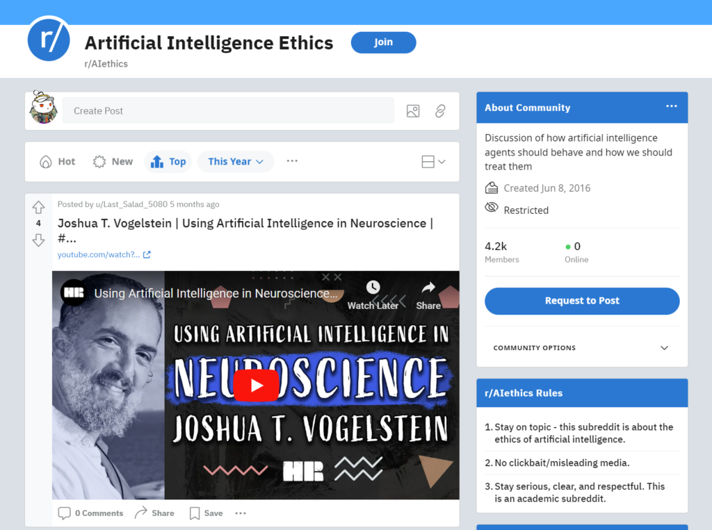 Artificial Intelligence Ethics subreddit