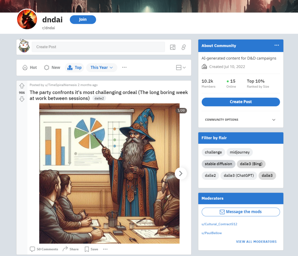 DnDAI subreddit